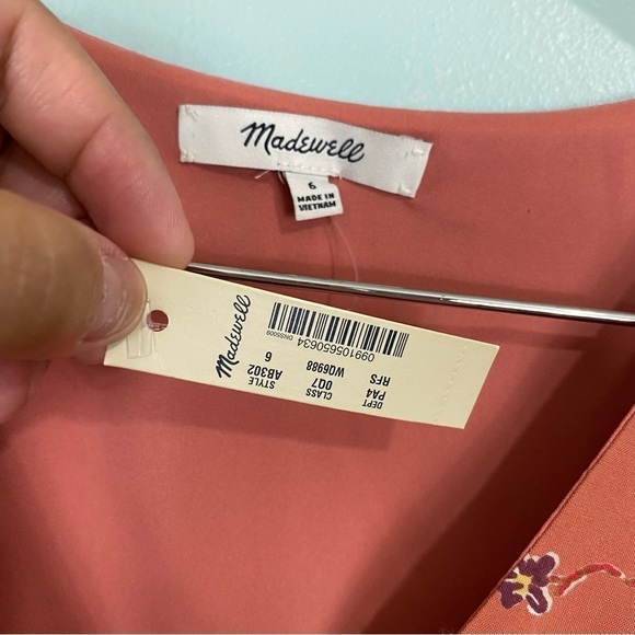 Madewell AB302 Flutter Sleeve Button Ginger Floral Dress Mini‎ Sz 6 - Picture 2 of 4